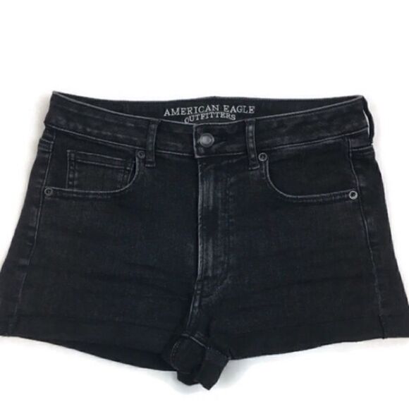 American Eagle Black Super Hi-Rise Shortie Shorts - Picture 2 of 6